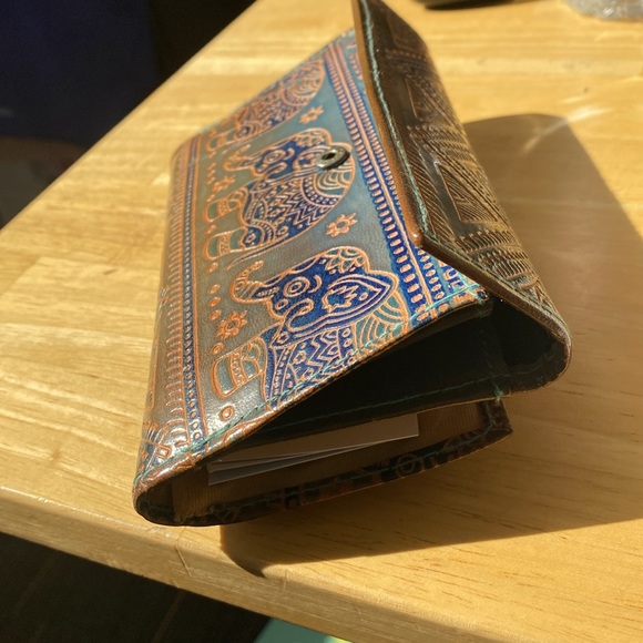 Leather Turquoise Elephant Wallet - Picture 7 of 7